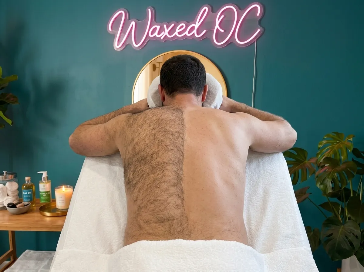 Back waxing before and after result, Waxed OC San Juan Capistrano