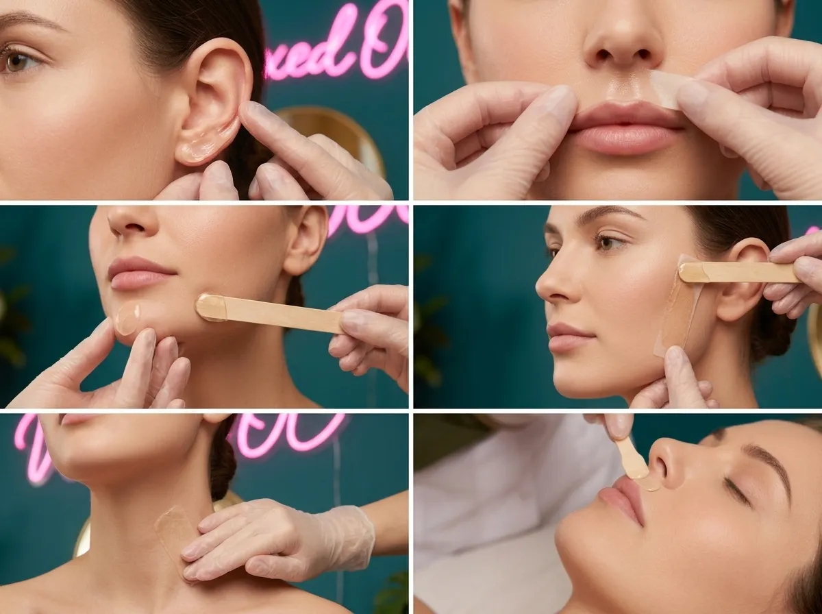 Full face waxing — ear, lip, chin, sideburn, and neck, Waxed OC San Juan Capistrano