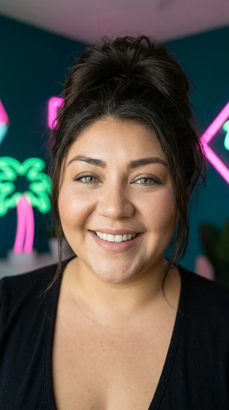 Esthetician portrait with neon sign